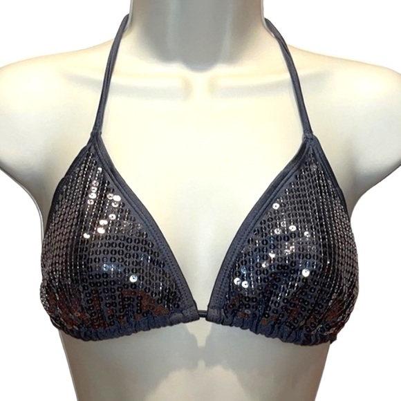 Wet Seal Other - Wet Seal Medium silver sequin String Bikini pewter Gray Rave Top